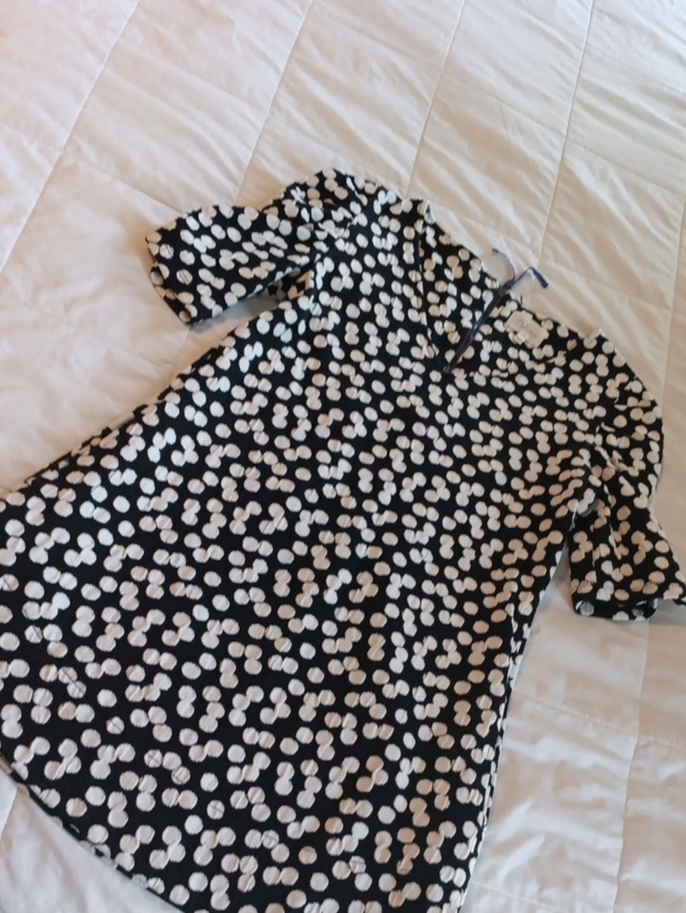 Deletta Black Mini Dress with White Dot Print